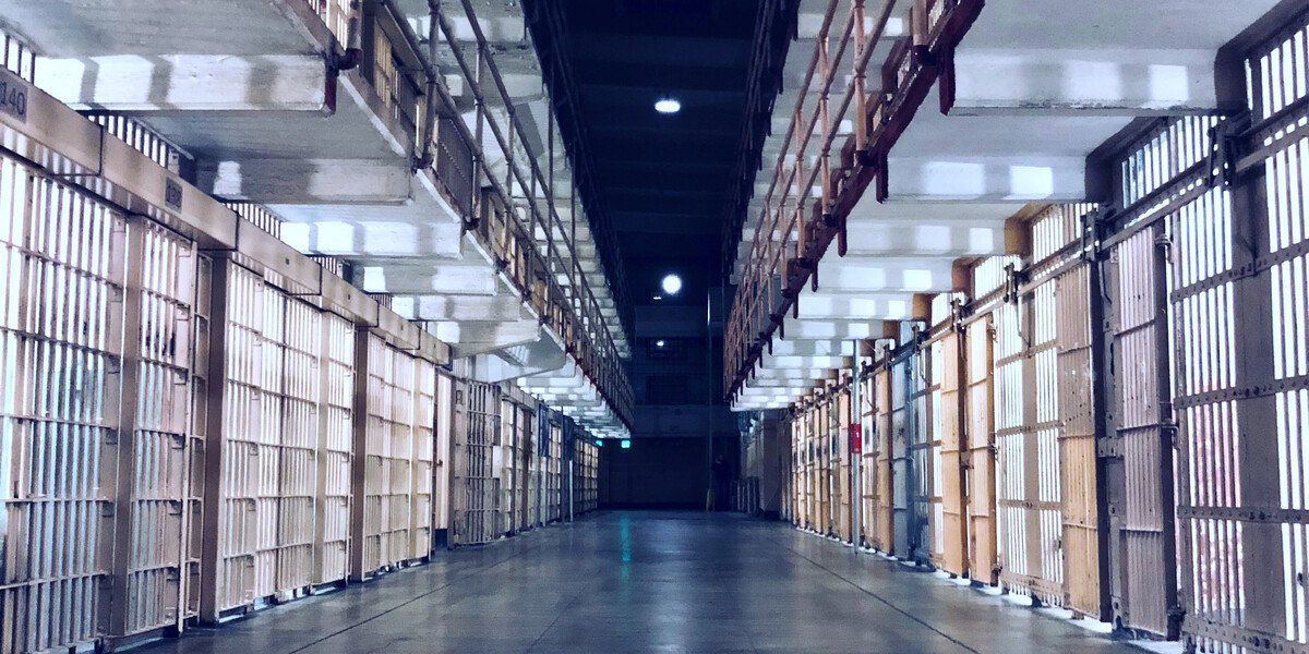 The hallway of an empty prison