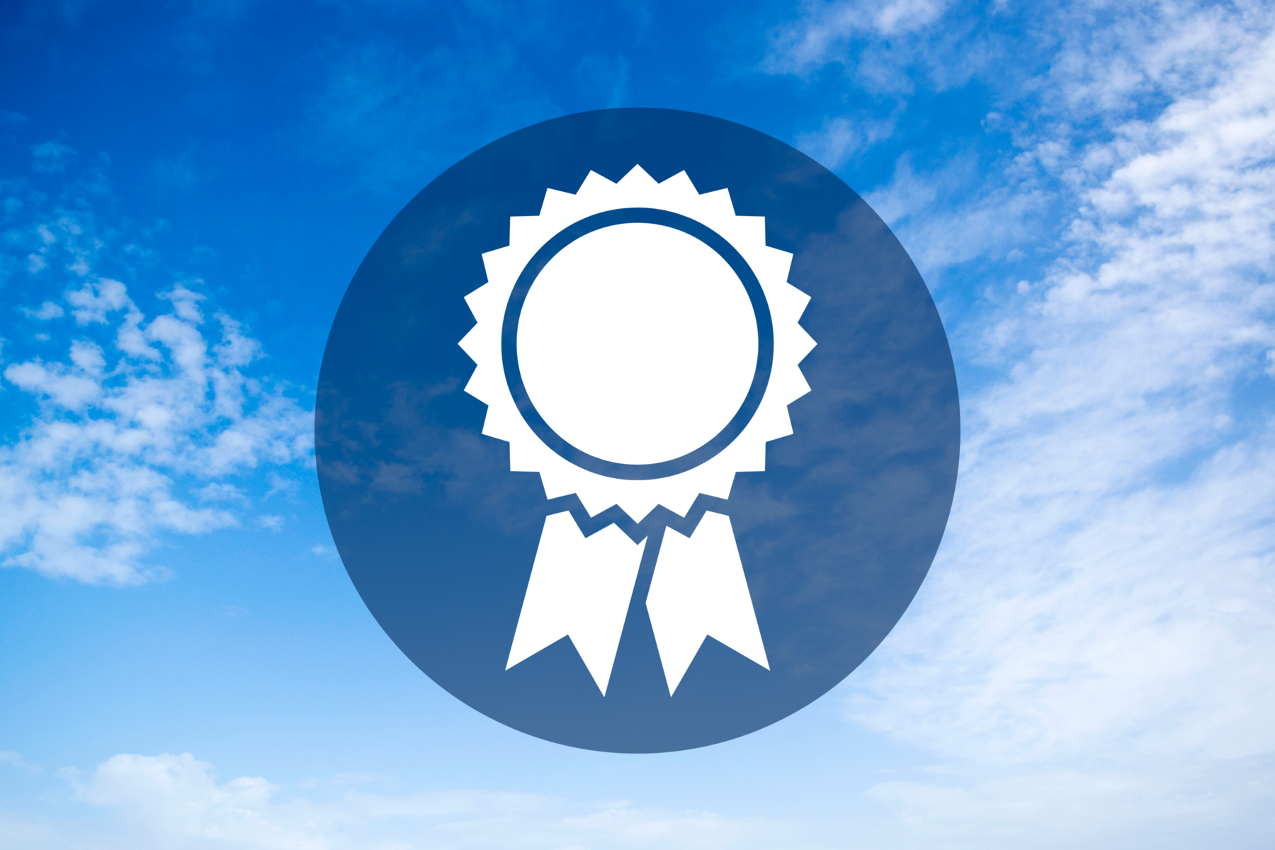 An icon depicting a ribbon against a blue sky