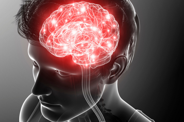 An illustration of brain neurons firing inside of a man's head
