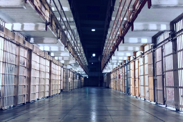 The hallway of an empty prison
